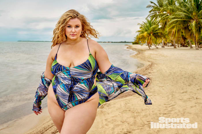 Hunter McGrady was photographed by Yu Tsai in Belize. Swimsuit by Fashion Nova. Earrings by Eklexic.